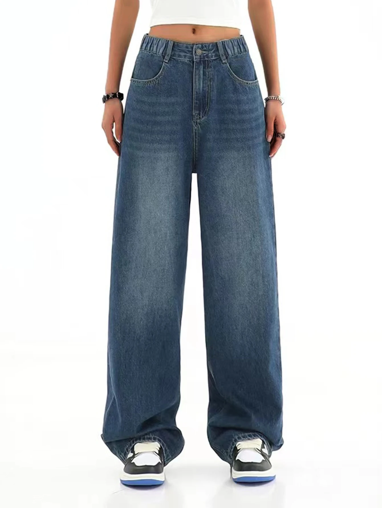 Teenage Girl's Washed Blue Vintage Simple Basic Long Jeans - Loose Casual Wide Leg Straight Leg Pants
Teenage Girl's Washed Blue Vintage Simple Basic Long Jeans - Loose Casual Wide Leg Straight Leg Pants