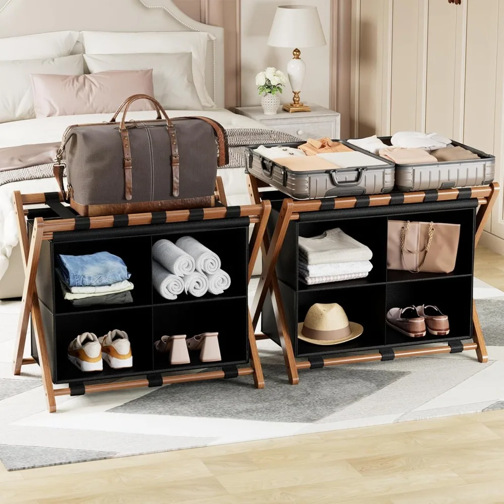 US Shipping Foldable Bamboo Luggage Rack 2 Pack with Storage Compartments, Sturdy Suitcase Stand for Guest Room, Space Saving
US Shipping Foldable Bamboo Luggage Rack 2 Pack with Storage Compartments, Sturdy Suitcase Stand for Guest Room, Space Saving