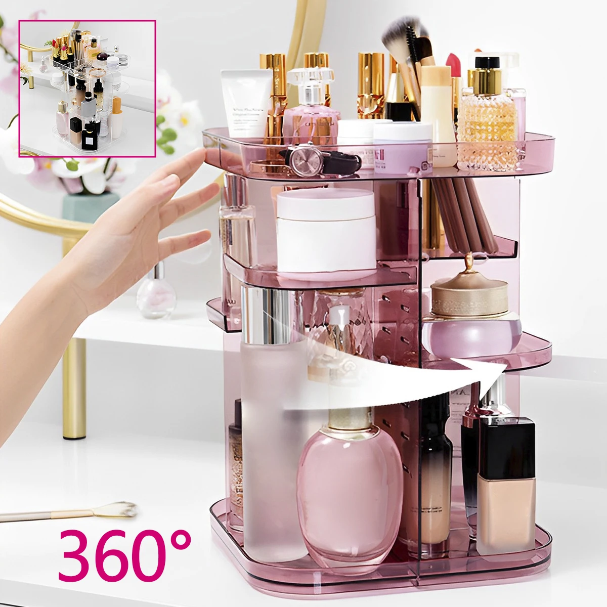 Rotating Makeup Organizer Large Capacity Cosmetic Storage Display Stand 360 Degree Spinning Makeup Stand Adjustable Layer
Rotating Makeup Organizer Large Capacity Cosmetic Storage Display Stand 360 Degree Spinning Makeup Stand Adjustable Layer
