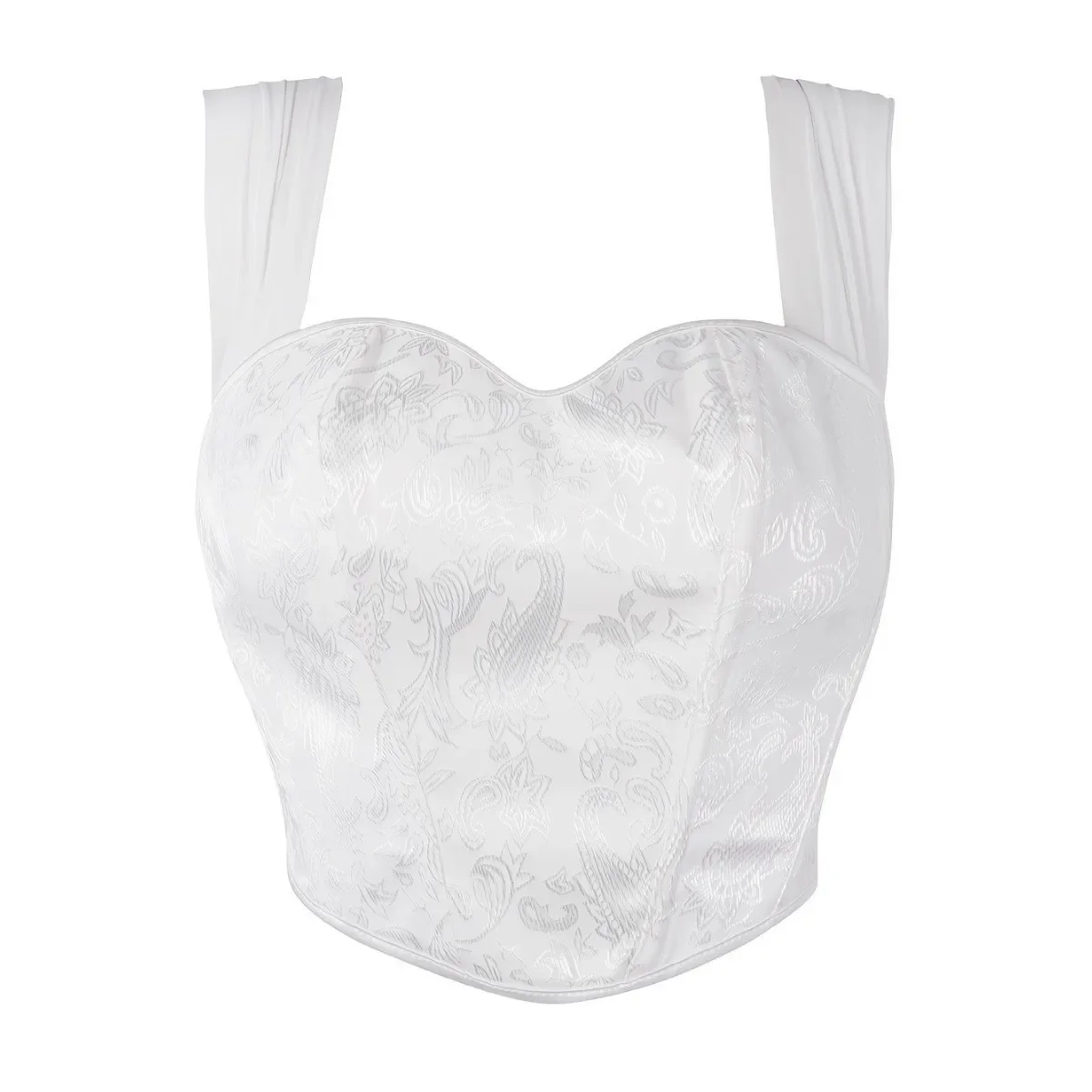 White Lace-Up Overbust Corset Top - Vintage Print Sleeveless Bustier Camisole for Women
White Lace-Up Overbust Corset Top - Vintage Print Sleeveless Bustier Camisole for Women