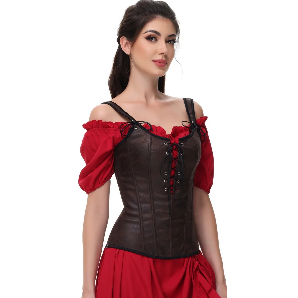 Готический корсет в стиле стимпанк с завышенной талией - сексуальный кожаный бюстье на шнуровке, женский винтажный жилет для коррекции фигуры
Готический корсет в стиле стимпанк с завышенной талией - сексуальный кожаный бюстье на шнуровке, женский винтажный жилет для коррекции фигуры