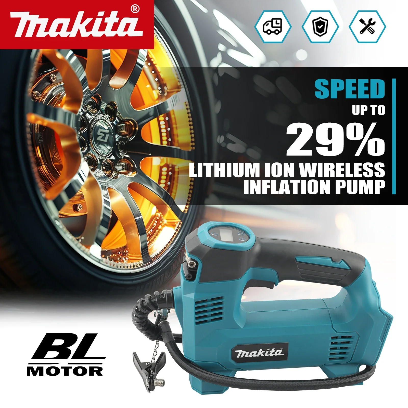 Makita 21V 180PSI Mini Air Compressor Heavy Duty Tire Inflator with LED Light
Makita 21V 180PSI Mini Air Compressor Heavy Duty Tire Inflator with LED Light