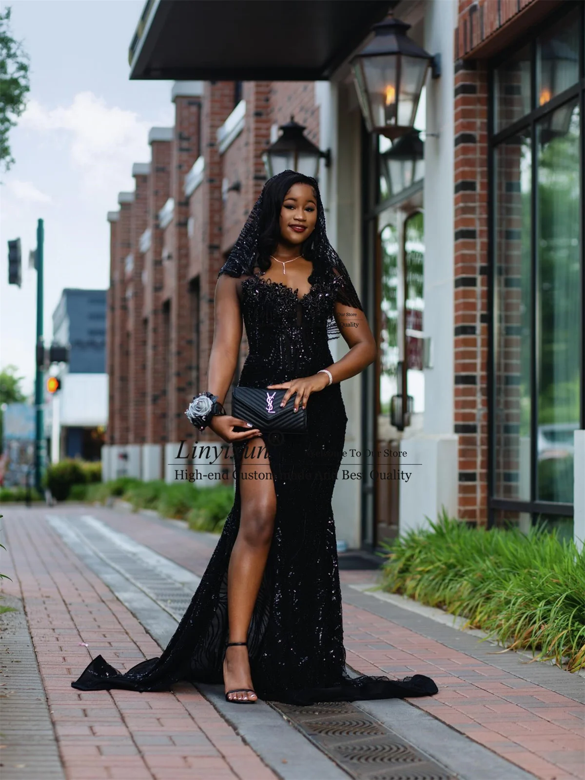 Glitter Sequins Diamond Mermaid Prom Dress Customized African Beaded Side Slit Evening Gown Elegant Women Long robes de soirée
Glitter Sequins Diamond Mermaid Prom Dress Customized African Beaded Side Slit Evening Gown Elegant Women Long robes de soirée