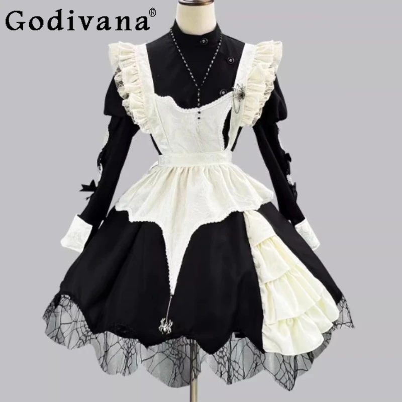 Spring Autumn Large Size Dark Gothic Lolita Puff Sleeve Maid Dress Sweet Japanese Gothic High Waist A-line Versatile Dresses
Spring Autumn Large Size Dark Gothic Lolita Puff Sleeve Maid Dress Sweet Japanese Gothic High Waist A-line Versatile Dresses