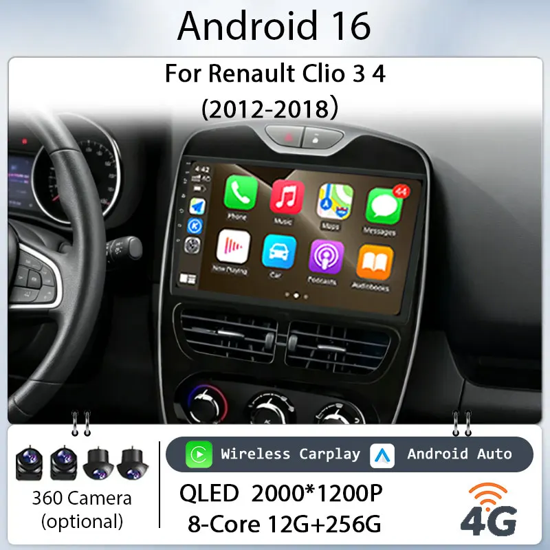 10" Android 16 for Renault Clio 3 4 2012-2018 Car Multimedia Player Wireless CarPlay GPS Navi BT Split Screen QLED Touch Screen
10" Android 16 for Renault Clio 3 4 2012-2018 Car Multimedia Player Wireless CarPlay GPS Navi BT Split Screen QLED Touch Screen