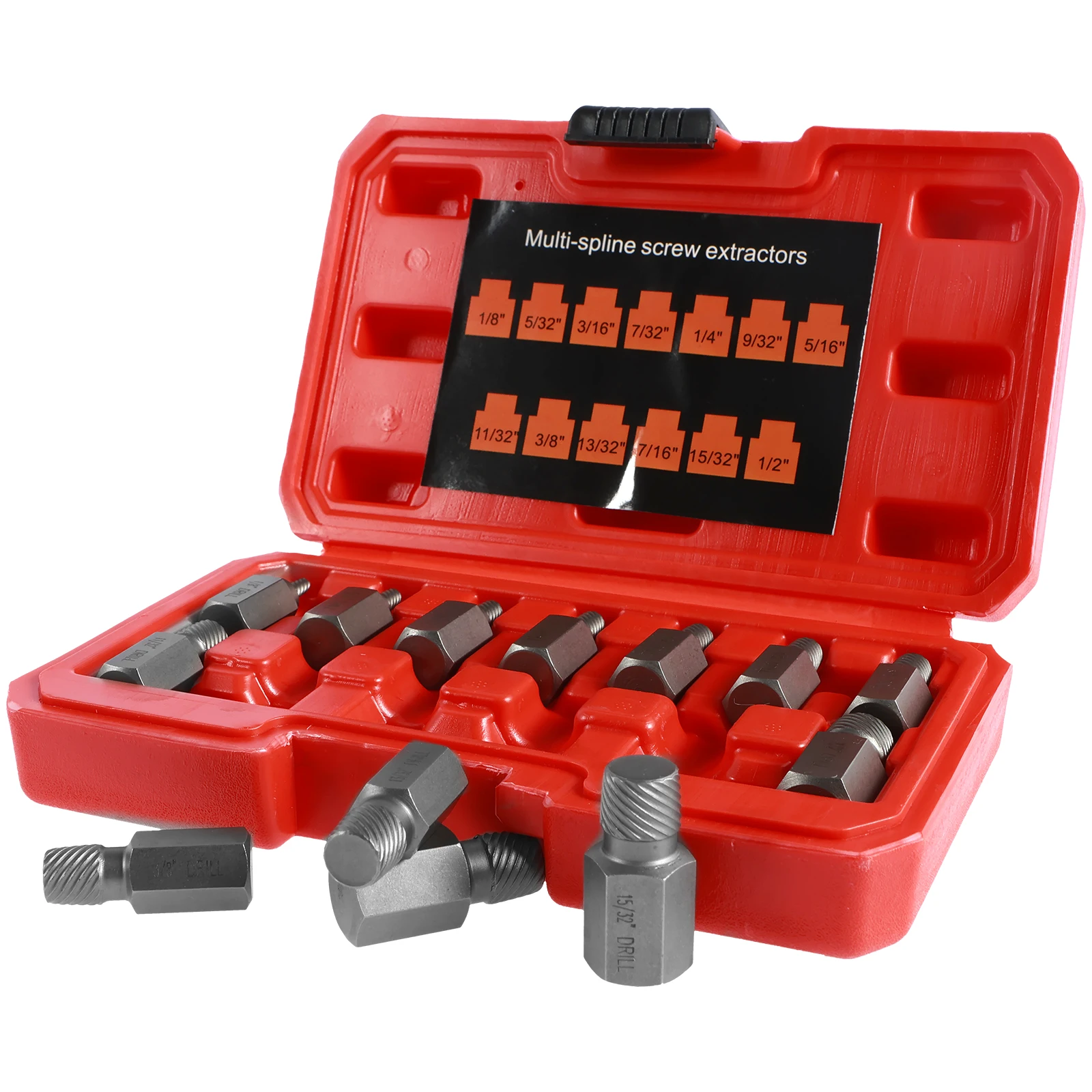 13Pcs Damaged Screw Extractor Set Broken Screw Remover Kit Easy Out Bolt Stud Extractor Chromium Molybdenum Steel Multi-Spline
13Pcs Damaged Screw Extractor Set Broken Screw Remover Kit Easy Out Bolt Stud Extractor Chromium Molybdenum Steel Multi-Spline