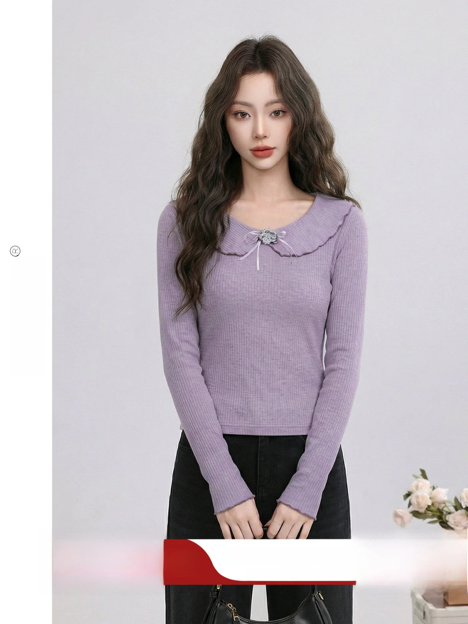 Retro Style Purple Doll Collar T-Shirt Women's Spring New Knittedwear Breathable Skin-friendly Long Sleeve Slim Fit Cotton Po...
Retro Style Purple Doll Collar T-Shirt Women's Spring New Knittedwear Breathable Skin-friendly Long Sleeve Slim Fit Cotton Po...