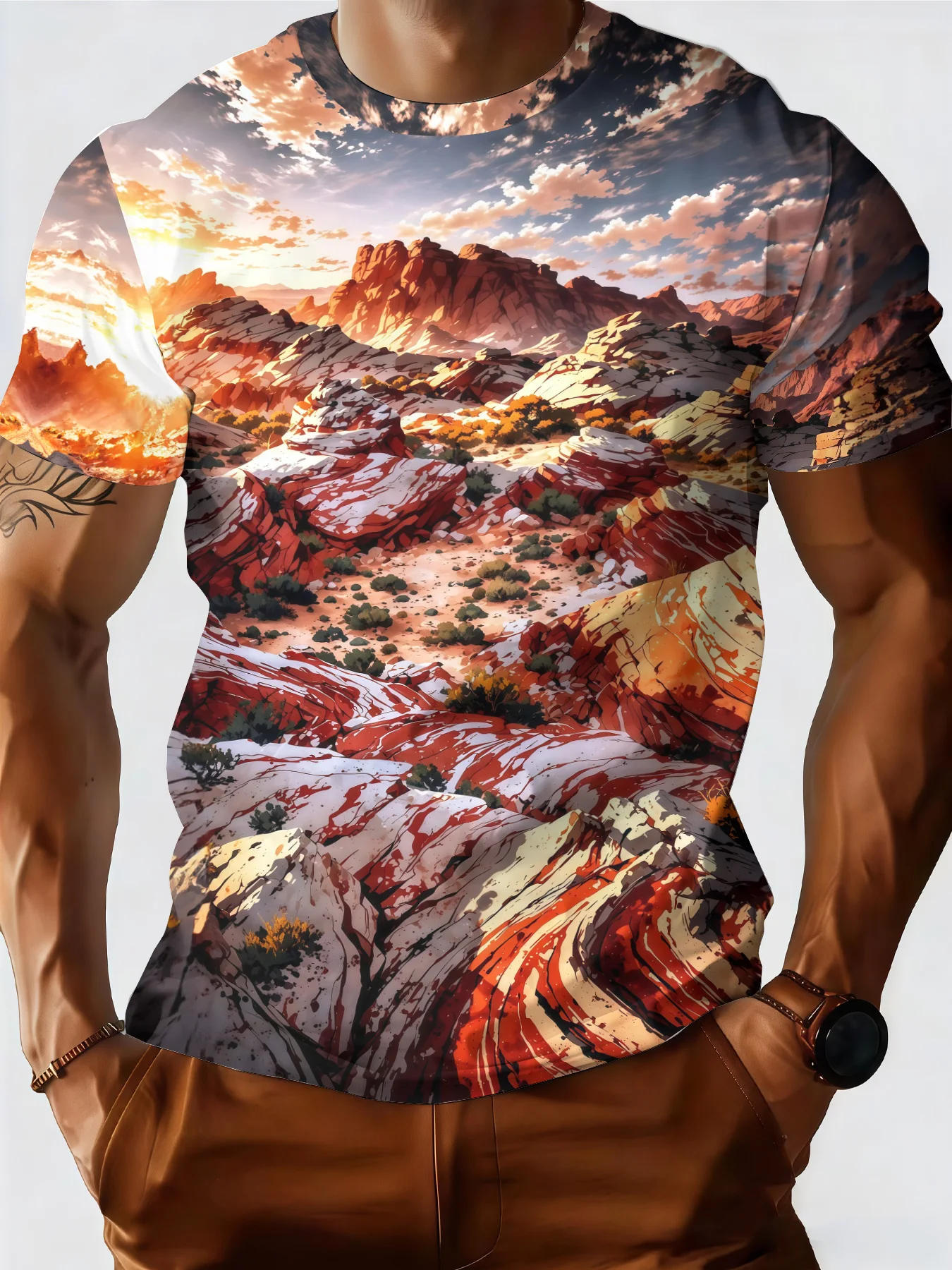 Мужская футболка, летняя новинка, с круглым вырезом, с 3D-принтом Red Rock Canyon, дышащая, с коротким рукавом, удобная, стильная мужская одежда
Мужская футболка, летняя новинка, с круглым вырезом, с 3D-принтом Red Rock Canyon, дышащая, с коротким рукавом, удобная, стильная мужская одежда