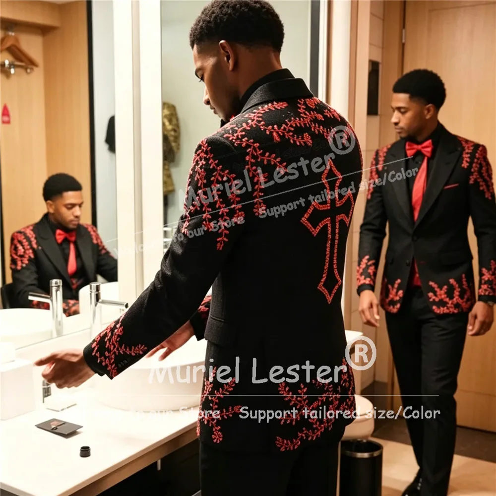Elegant Groom Wedding Tuxedos Customized Gorgeous Red Crystal Beading Men Suits 2 Piece Sets Man Outfit Prom Blazers Ropa Hombre
Elegant Groom Wedding Tuxedos Customized Gorgeous Red Crystal Beading Men Suits 2 Piece Sets Man Outfit Prom Blazers Ropa Hombre