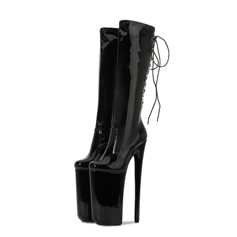 Fashion Boots Super High Heel 26cm Sexy Women Round Toe Platform Zipper Rear Tie Glossy Black Boots Dance Stage Shoes Female
Fashion Boots Super High Heel 26cm Sexy Women Round Toe Platform Zipper Rear Tie Glossy Black Boots Dance Stage Shoes Female