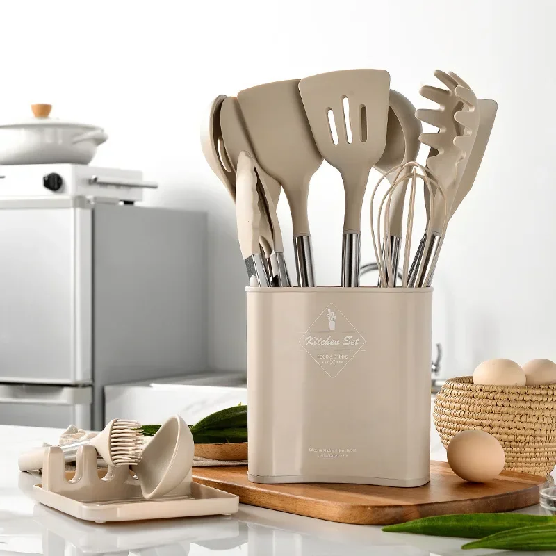 13 PCS Kitchenware Accessories Storage Bucket Silicone Kitchen Utensil Set Stainless Steel Handle Kitchen Cooking Baking Tools
13 PCS Kitchenware Accessories Storage Bucket Silicone Kitchen Utensil Set Stainless Steel Handle Kitchen Cooking Baking Tools