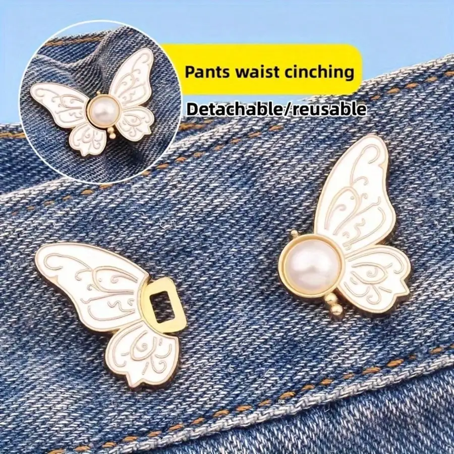 4pcs Butterfly Waist Cincher Jeans Buttons Adjustable Waist Tightener, No Piercing Invisible Buckle Decorative Buttons
4pcs Butterfly Waist Cincher Jeans Buttons Adjustable Waist Tightener, No Piercing Invisible Buckle Decorative Buttons
