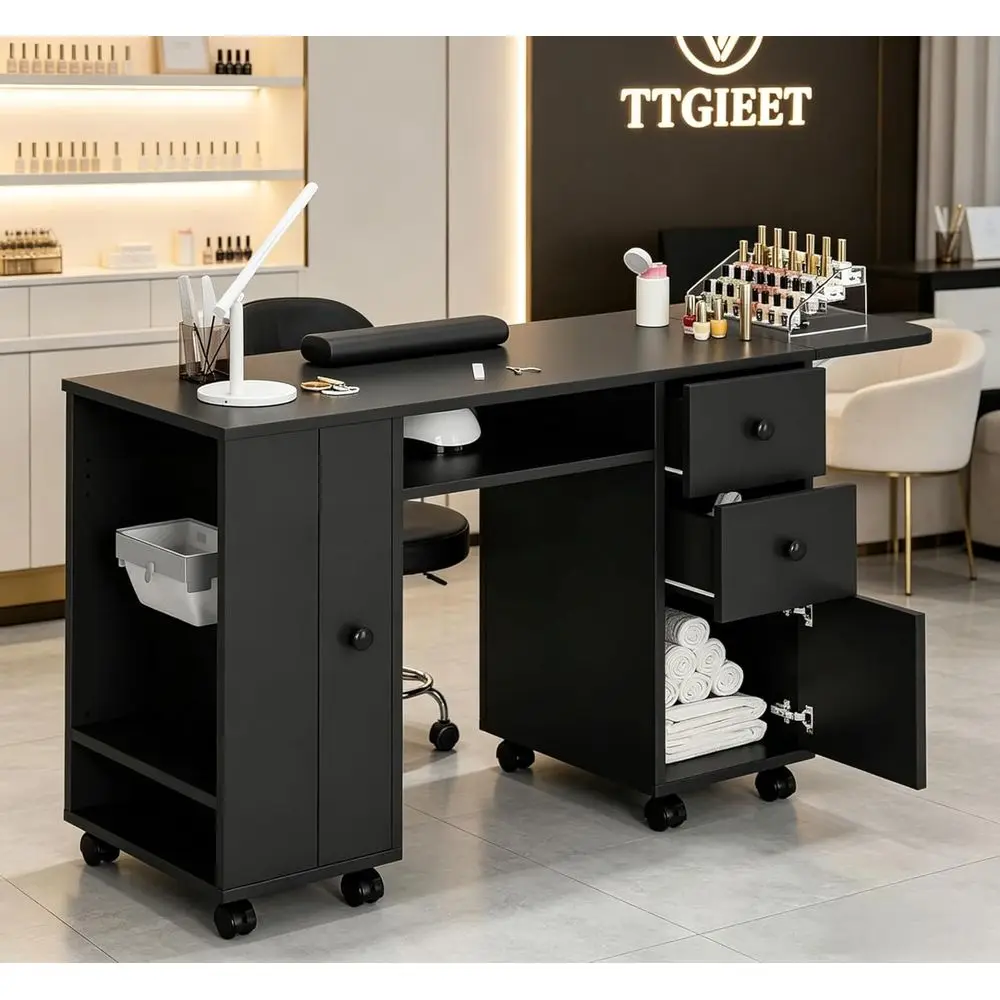 Portable Lockable Manicure Station with Adjustable Table, Drawers, Trash Bag Holder, Acrylic Holder, Wrist Support, and Wheels (
Portable Lockable Manicure Station with Adjustable Table, Drawers, Trash Bag Holder, Acrylic Holder, Wrist Support, and Wheels (