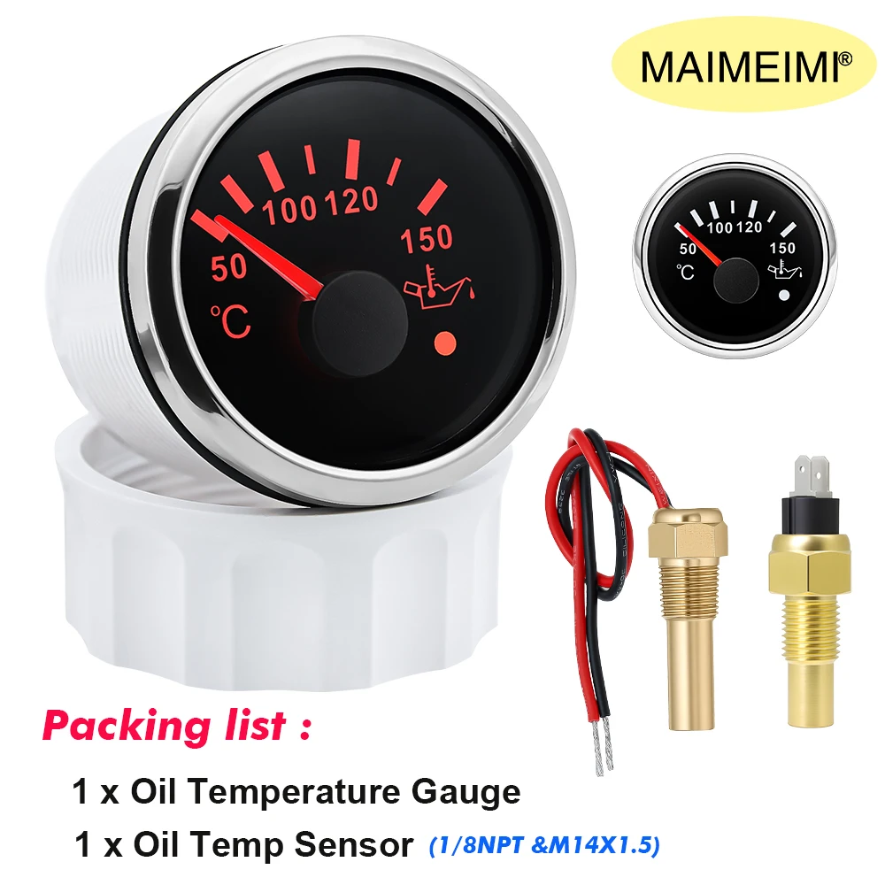 Red Backlight 52mm Car 50~150℃ Oil Temperature Gauge + Sensor M14X1.5 1/8NPT Thermometer for Auto Motorcycle ATV Boat 12V 24V
Red Backlight 52mm Car 50~150℃ Oil Temperature Gauge + Sensor M14X1.5 1/8NPT Thermometer for Auto Motorcycle ATV Boat 12V 24V