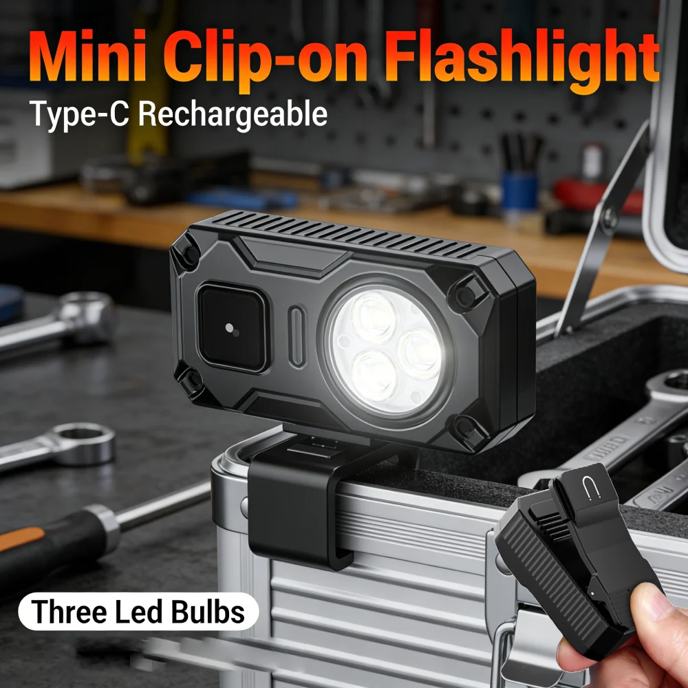 Mini Clip-On Flashlight Hands-Free Magnetic Small Pocket Light USB-C Rechargeable Portable Pocket Flashlight Working Light
Mini Clip-On Flashlight Hands-Free Magnetic Small Pocket Light USB-C Rechargeable Portable Pocket Flashlight Working Light