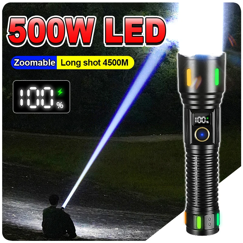 Strong Light LED Flashlight 1500000LM Super Bright Lantern Long Range Torch High Power Rechargeable LED Flahslights Camping Lamp
Strong Light LED Flashlight 1500000LM Super Bright Lantern Long Range Torch High Power Rechargeable LED Flahslights Camping Lamp