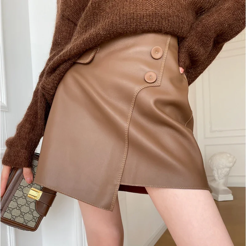 Women Fashion 2024 Harajuku Sheepskin Leather Short Skirt Irregular Pocket A-line Sexy Mini Grey/Black Solid
Women Fashion 2024 Harajuku Sheepskin Leather Short Skirt Irregular Pocket A-line Sexy Mini Grey/Black Solid