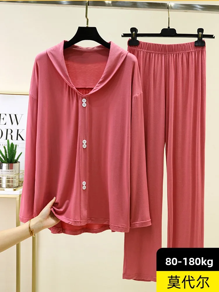 plus Size Long Sleeve Modal Thin Casual Set Women's Home Clothes Sleepwear Pants Two Piece Set Slimming Effect Outerwear
plus Size Long Sleeve Modal Thin Casual Set Women's Home Clothes Sleepwear Pants Two Piece Set Slimming Effect Outerwear