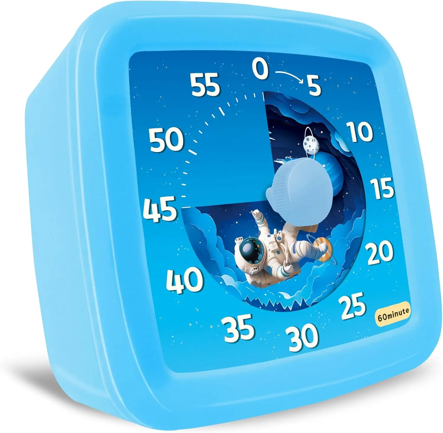 60-Minute Visual Timer for Kids, Silent Countdown Clock with Spaceman Pattern, Time Management Tool for Classroom Office Kitchen