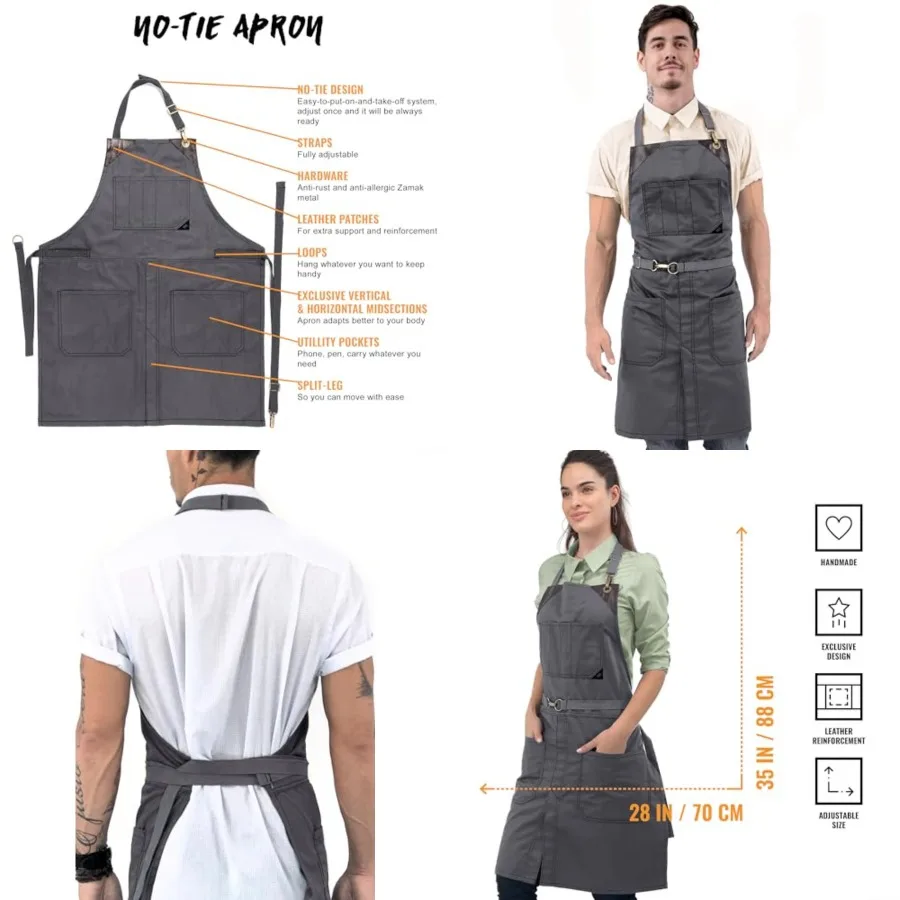 No-Tie Twill Apron - Leather Reinforcement, Split-Leg
No-Tie Twill Apron - Leather Reinforcement, Split-Leg