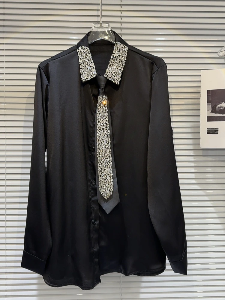 Fashion Single-Breasted Tie Shirt for Women 2024 Spring Autumn New Hot Girl Heavy Industry Pearl Lapel Bead Long Sleeve Blouse
Fashion Single-Breasted Tie Shirt for Women 2024 Spring Autumn New Hot Girl Heavy Industry Pearl Lapel Bead Long Sleeve Blouse
