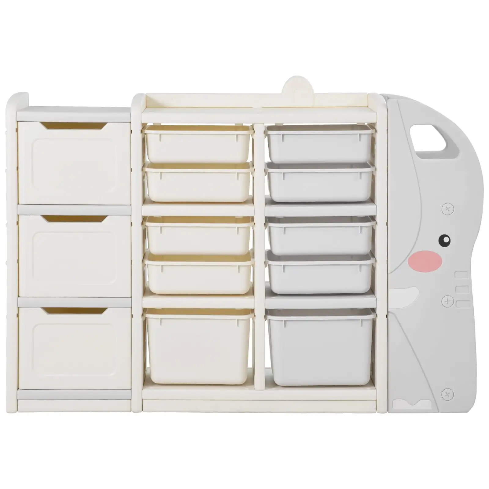 4-Tier Elephant-Shaped Kids Toy Organizer with 10 Removable Plastic Bins, HDPE Storage Cabinet for
4-Tier Elephant-Shaped Kids Toy Organizer with 10 Removable Plastic Bins, HDPE Storage Cabinet for