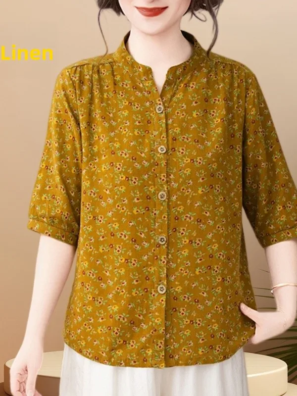 Artistic Floral Print Cotton Linen Shirt Loose Casual Mom Style Summer Top for Middle Aged And Elderly Women Breathable Light...
Artistic Floral Print Cotton Linen Shirt Loose Casual Mom Style Summer Top for Middle Aged And Elderly Women Breathable Light...
