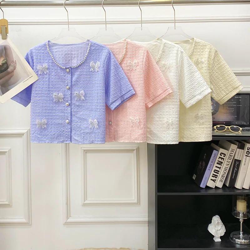 Spring Summer 2026 Sweet Heavy Embellied 3D Bubble Plaid Single Button ort Sve Women's irt Top Korean Sle
Spring Summer 2026 Sweet Heavy Embellied 3D Bubble Plaid Single Button ort Sve Women's irt Top Korean Sle