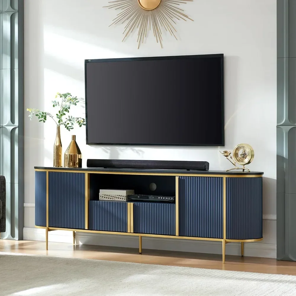 Luxury 70" Fluted TV Stand, Modern Entertainment Center for TVs Up to 80 inches, TV Console with Faux Marble Top, Curved Profile
Luxury 70" Fluted TV Stand, Modern Entertainment Center for TVs Up to 80 inches, TV Console with Faux Marble Top, Curved Profile