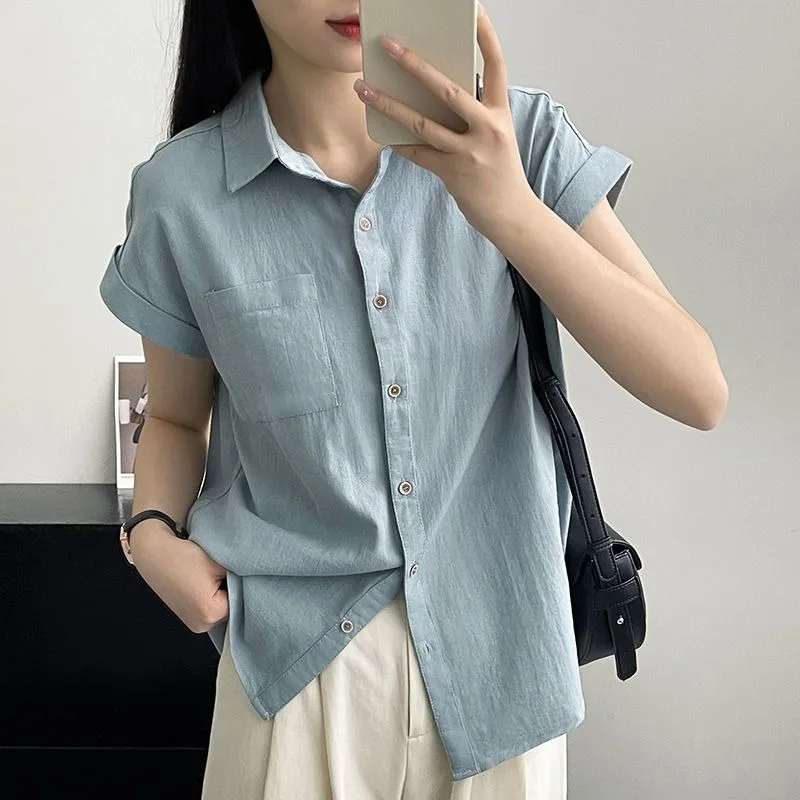 Slimming plus Size Women's Shirt Summer 2026 Short Sleeve Pure Color Chiffon Outerwear Straight Cut Commute Style Button Detail
Slimming plus Size Women's Shirt Summer 2026 Short Sleeve Pure Color Chiffon Outerwear Straight Cut Commute Style Button Detail