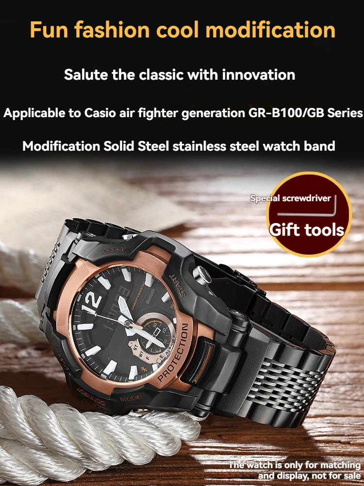 Gr-b100 Модифицированный ремешок для часов из нержавеющей стали для Casio g-shock 5536 Black Knight GR-B100-1A металлический ремешок для часов GR B100 Мужской браслет
Gr-b100 Модифицированный ремешок для часов из нержавеющей стали для Casio g-shock 5536 Black Knight GR-B100-1A металлический ремешок для часов GR B100 Мужской браслет