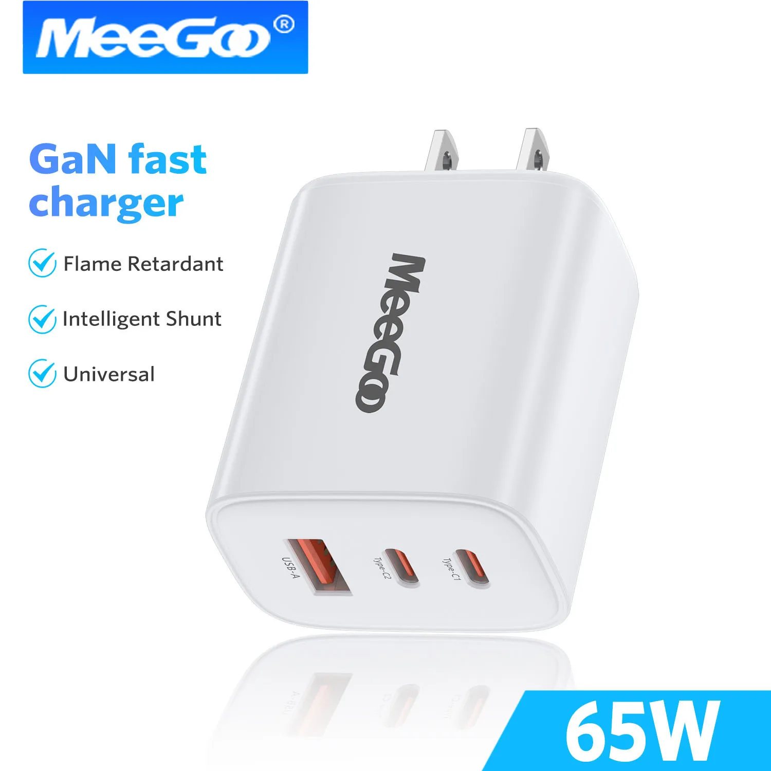 MeeGoo GaN 65W Charger head USB Type C Cable QC3.0 PD fast Charger for Samsung iPhone Xiaomi Huawei Universal Quick Wall Charger
MeeGoo GaN 65W Charger head USB Type C Cable QC3.0 PD fast Charger for Samsung iPhone Xiaomi Huawei Universal Quick Wall Charger