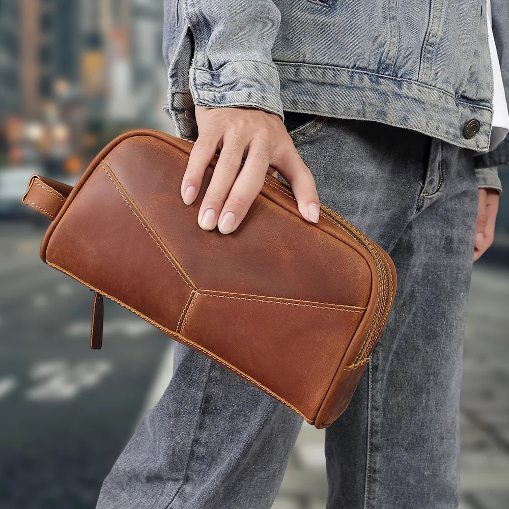 Мужская косметичка из натуральной кожи, кожаное дорожное хранилище в стиле ретро Crazy Horse, ручная косметичка с двойной молнией
Мужская косметичка из натуральной кожи, кожаное дорожное хранилище в стиле ретро Crazy Horse, ручная косметичка с двойной молнией