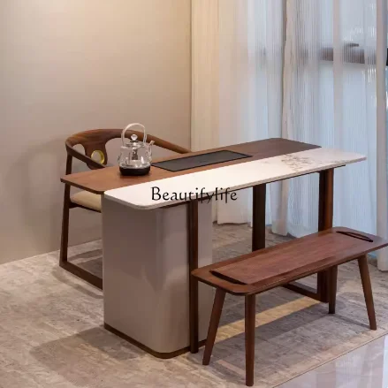 New Chinese black walnut balcony tea table and chair combination modern simple rock slab high-end tea table
New Chinese black walnut balcony tea table and chair combination modern simple rock slab high-end tea table