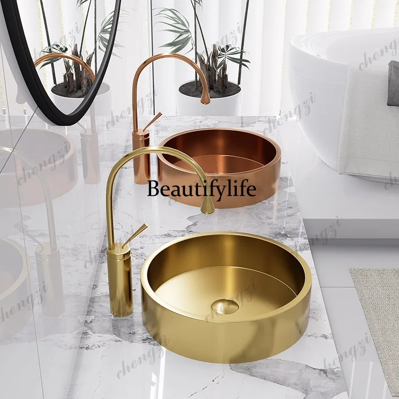 S178 stainless steel modern simple round table wash basin gold wash basin bar high-end wash basin
S178 stainless steel modern simple round table wash basin gold wash basin bar high-end wash basin