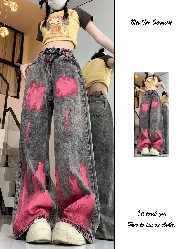 Retro American High Street Women's Jeans Summer New Small Design Graffiti Hiphop Wide Leg Floor-Length Pants
Retro American High Street Women's Jeans Summer New Small Design Graffiti Hiphop Wide Leg Floor-Length Pants