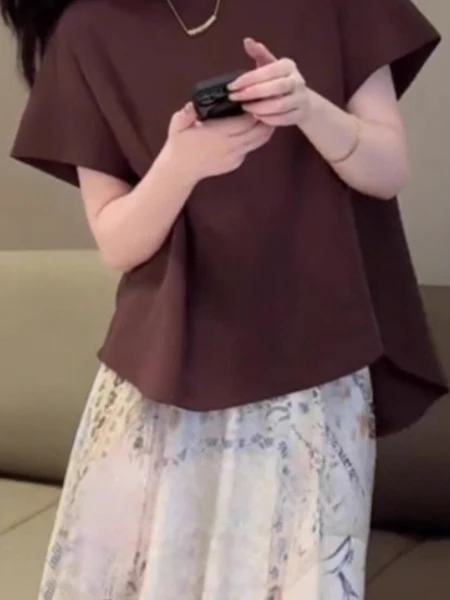 Loose Fit ort Sve T-irt Women's plus Size Summer New Sle Japanese Sle Slimming Top Belly Covering Casual Wear
Loose Fit ort Sve T-irt Women's plus Size Summer New Sle Japanese Sle Slimming Top Belly Covering Casual Wear