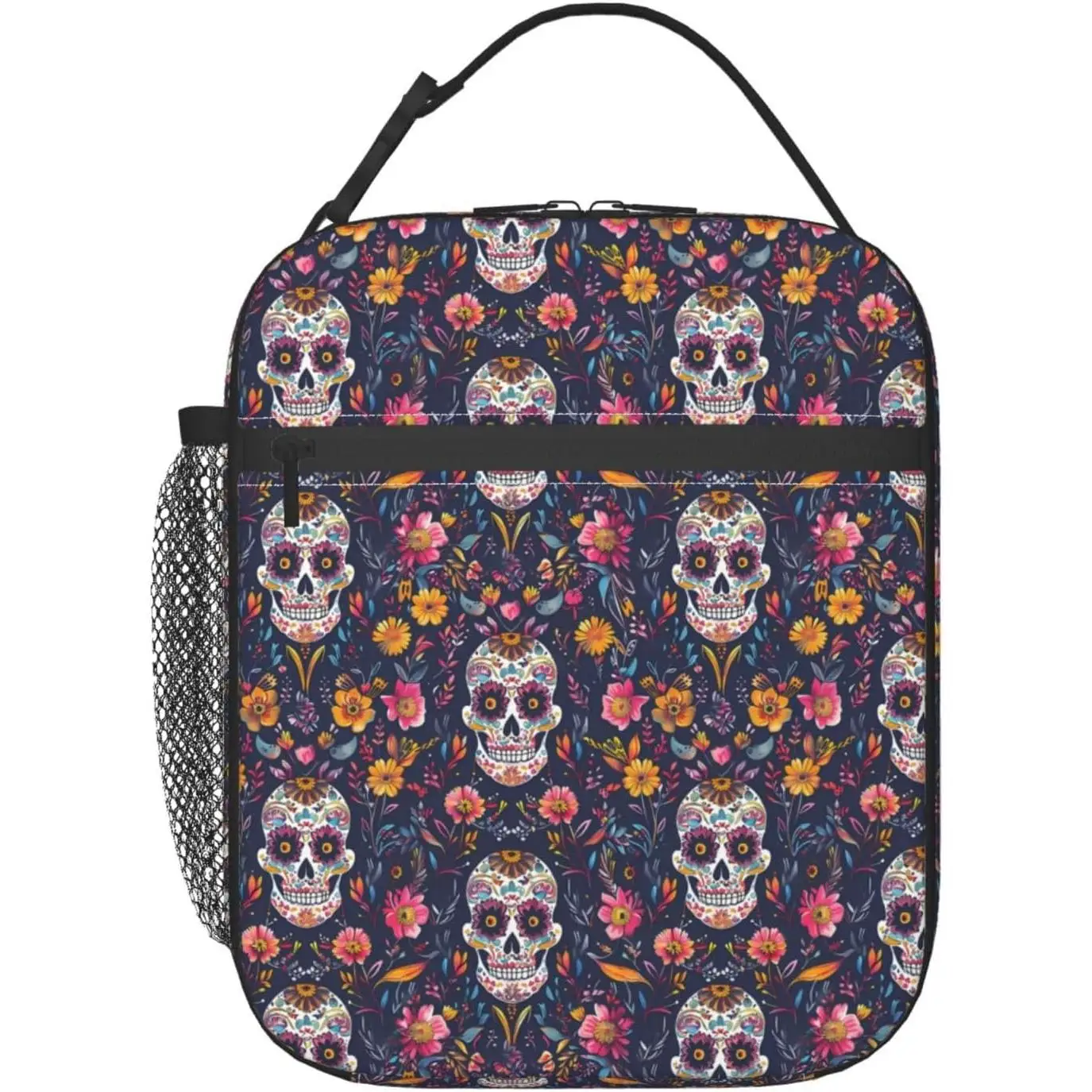 Sugar Skull Floral Insulated Lunch Box Reusable Thermal Lunchbox with Colorful Skeleton and Flower Portable Handbags for Office
Sugar Skull Floral Insulated Lunch Box Reusable Thermal Lunchbox with Colorful Skeleton and Flower Portable Handbags for Office
