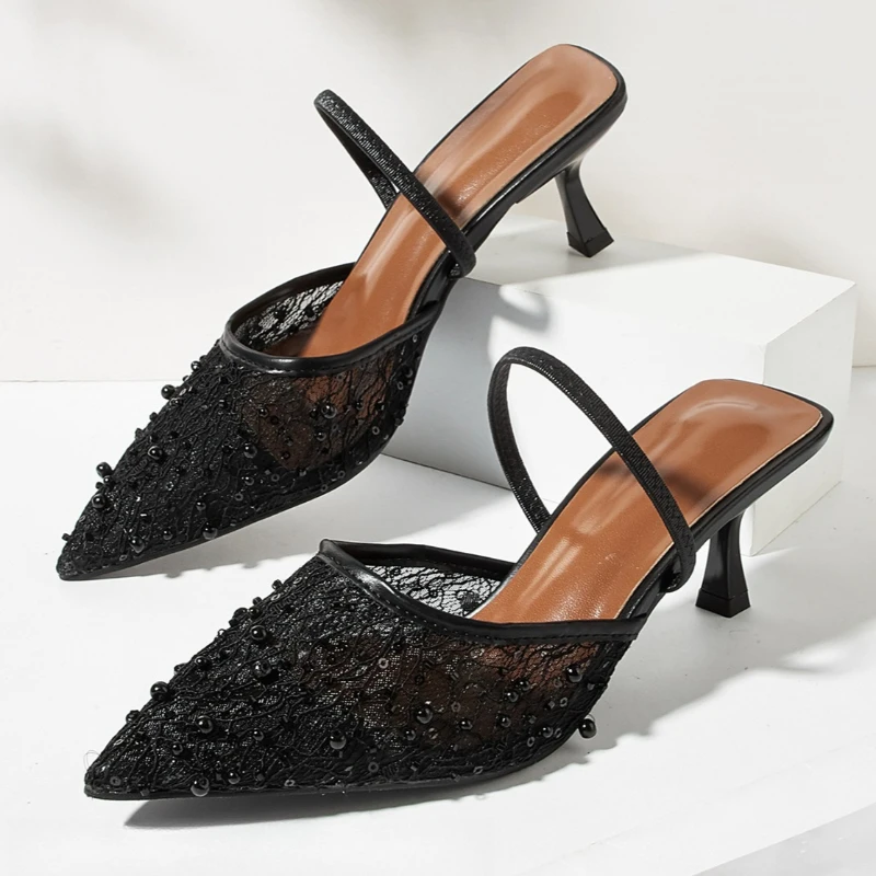 Luxury String Bead Mesh Pumps for Women Fashion Pointed-Toe Kitten-Heel Slingback Heeled Sandals Elegant Evening Dress Shoes
Luxury String Bead Mesh Pumps for Women Fashion Pointed-Toe Kitten-Heel Slingback Heeled Sandals Elegant Evening Dress Shoes