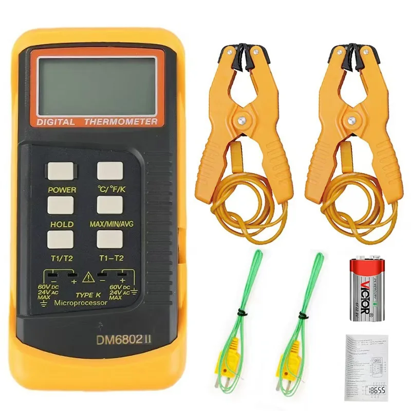 DM6802Цифровой термометр Двухканальный измеритель температуры DM-6802Цифровой термометр
DM6802Цифровой термометр Двухканальный измеритель температуры DM-6802Цифровой термометр