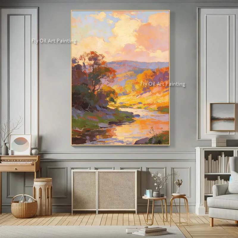 New Original Yellow And Orange Countryside Landscape Canvas Wall Art Decor For Living Room Handmade Modern Field Oil Painting
New Original Yellow And Orange Countryside Landscape Canvas Wall Art Decor For Living Room Handmade Modern Field Oil Painting