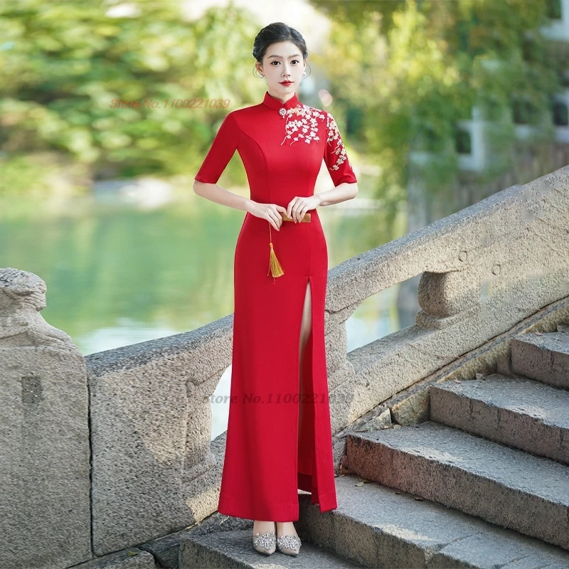 2021, официальное платье Ципао с национальной цветочной вышивкой, китайское улучшенное платье Cheongsam для банкета, вечернее платье, платье
2021, официальное платье Ципао с национальной цветочной вышивкой, китайское улучшенное платье Cheongsam для банкета, вечернее платье, платье