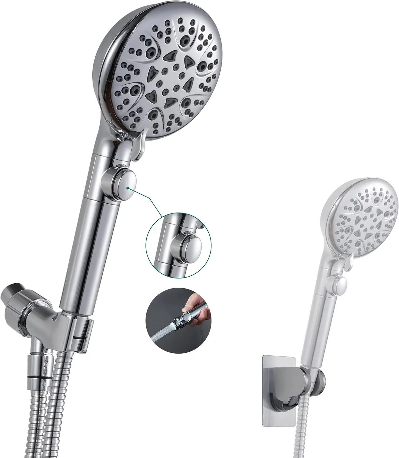 Handheld Shower Head with On Off Switch 8-Mode High Pressure Showerhead 79in Stainless Steel Hose Bracket Adhesive Wall Mount
Handheld Shower Head with On Off Switch 8-Mode High Pressure Showerhead 79in Stainless Steel Hose Bracket Adhesive Wall Mount