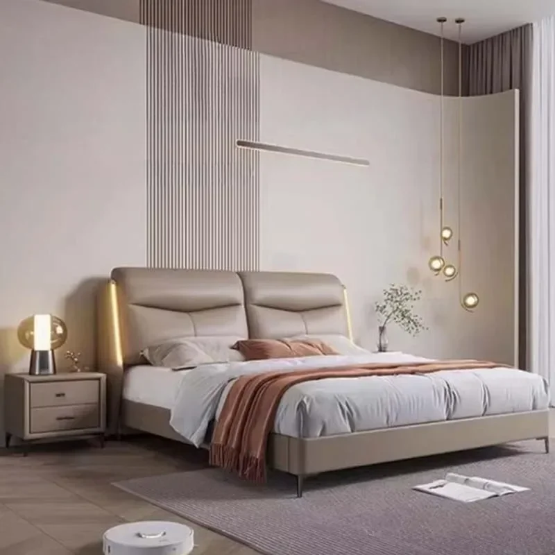 Leather Modern Double Bed Simple Storage Wood Italian Comferter Bed Frame Bedroom Led Lights Letto Matrimoniale Furniture Home
Leather Modern Double Bed Simple Storage Wood Italian Comferter Bed Frame Bedroom Led Lights Letto Matrimoniale Furniture Home