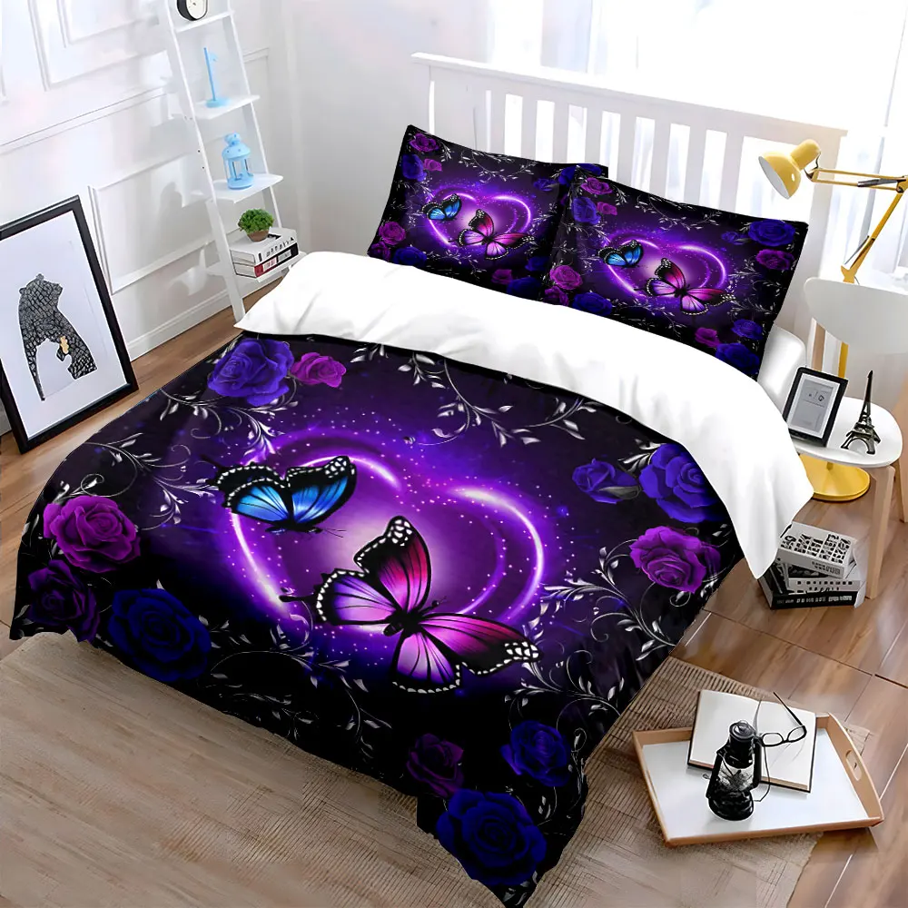 Two Butterflies and Roses Bedding Set for Kids Luxury Gift 3pcs Digital Print Comforter Set Soft Comfortable Breathable
Two Butterflies and Roses Bedding Set for Kids Luxury Gift 3pcs Digital Print Comforter Set Soft Comfortable Breathable