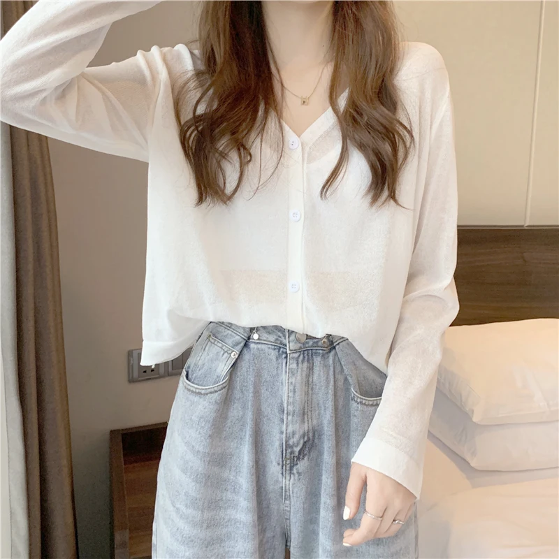 Lightweight Breathable Ice Silk Knitted Short Length Sun Protection Loose Fit Women's Summer Top Korean Style V-Neck Cardigan
Lightweight Breathable Ice Silk Knitted Short Length Sun Protection Loose Fit Women's Summer Top Korean Style V-Neck Cardigan