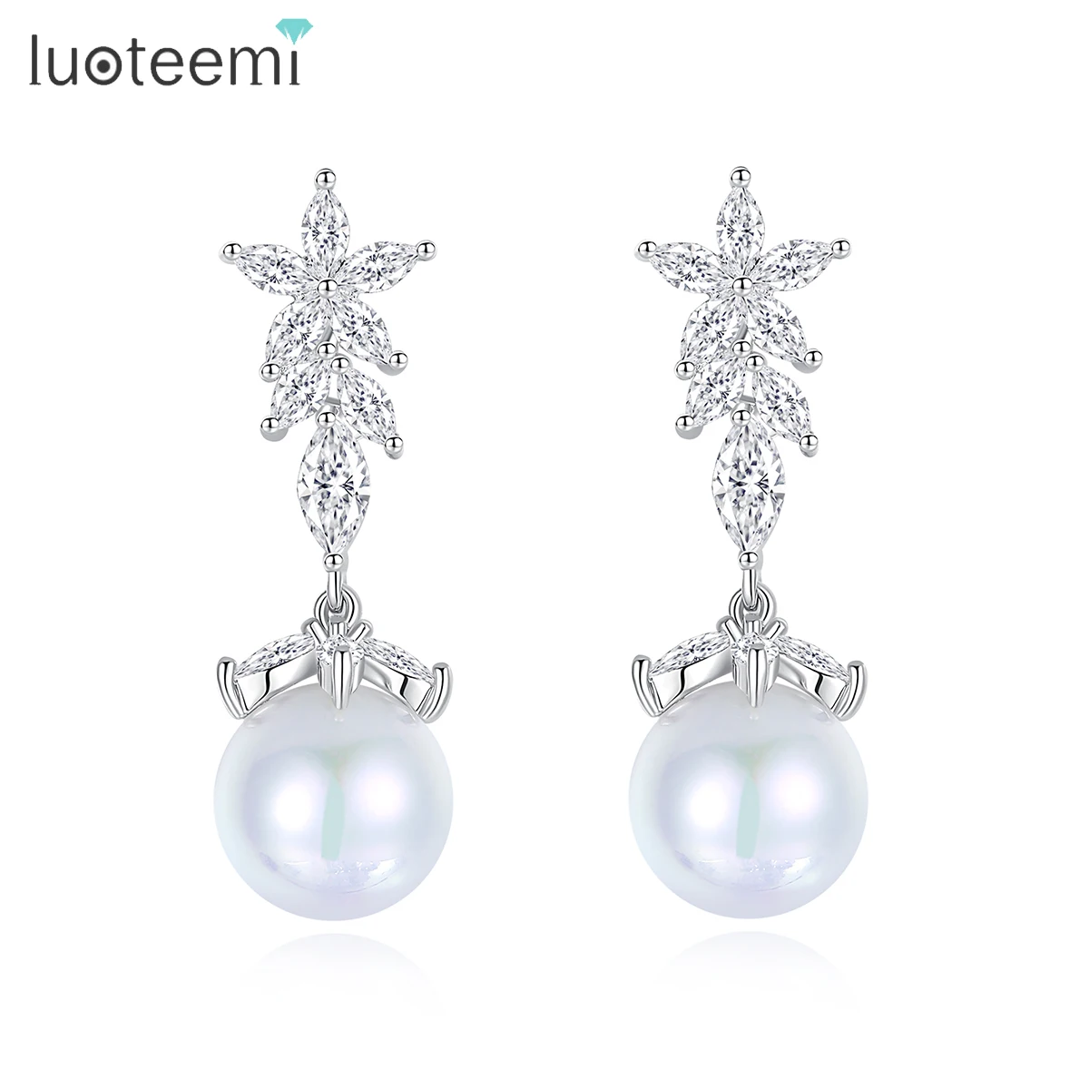 LUOTEEMI Flower CZ Earrings Dangle Pearl Drop Pendant Jewlry for Women Silver Color Temperament Elegant Dating Party Accessories
LUOTEEMI Flower CZ Earrings Dangle Pearl Drop Pendant Jewlry for Women Silver Color Temperament Elegant Dating Party Accessories