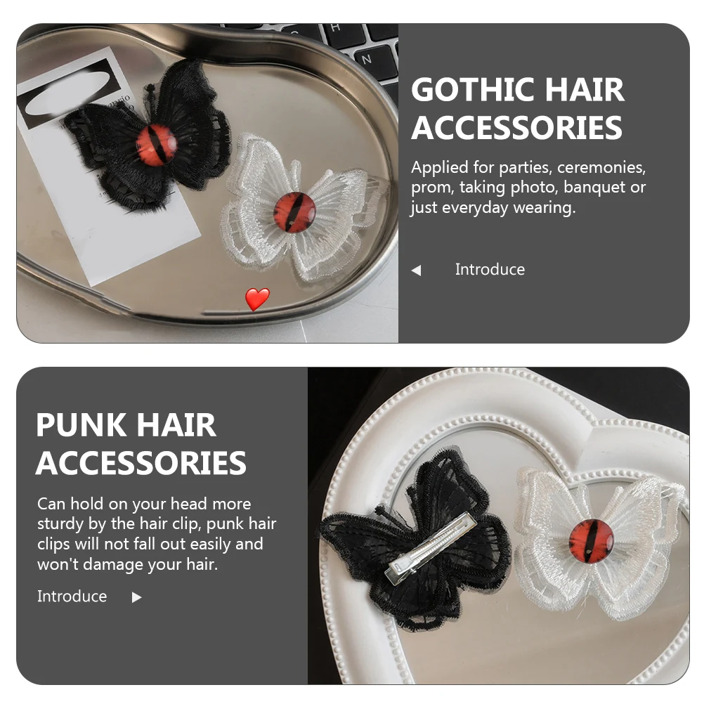 2 Pcs Gothic Hair Clips Red Eyeball Butterfly Barrettes Punk Accessories Women Girl Hair ornaments Black White
2 Pcs Gothic Hair Clips Red Eyeball Butterfly Barrettes Punk Accessories Women Girl Hair ornaments Black White