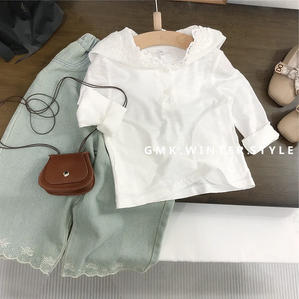 Ins Spring Children Girls Two-piece Clothes Set Cotton Lace Embroidery Hooded Shirts Loose Wide Leg Denim Pant Baby Girl Outfits
Ins Spring Children Girls Two-piece Clothes Set Cotton Lace Embroidery Hooded Shirts Loose Wide Leg Denim Pant Baby Girl Outfits