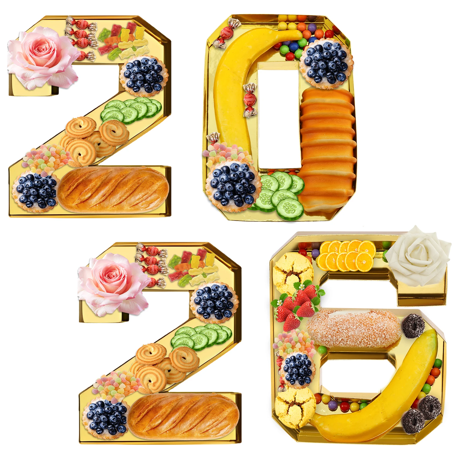 2026 Charcuterie Number Fillable Cardboard Number Serving Tray for Cakes Snacks Fruits for Graduation Celebration New Year Party
2026 Charcuterie Number Fillable Cardboard Number Serving Tray for Cakes Snacks Fruits for Graduation Celebration New Year Party